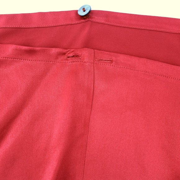 J Peterman 100% Silk Palazzo Wrap Pants Low Crotch High Rise Wide Leg Buttons M - Picture 5 of 16